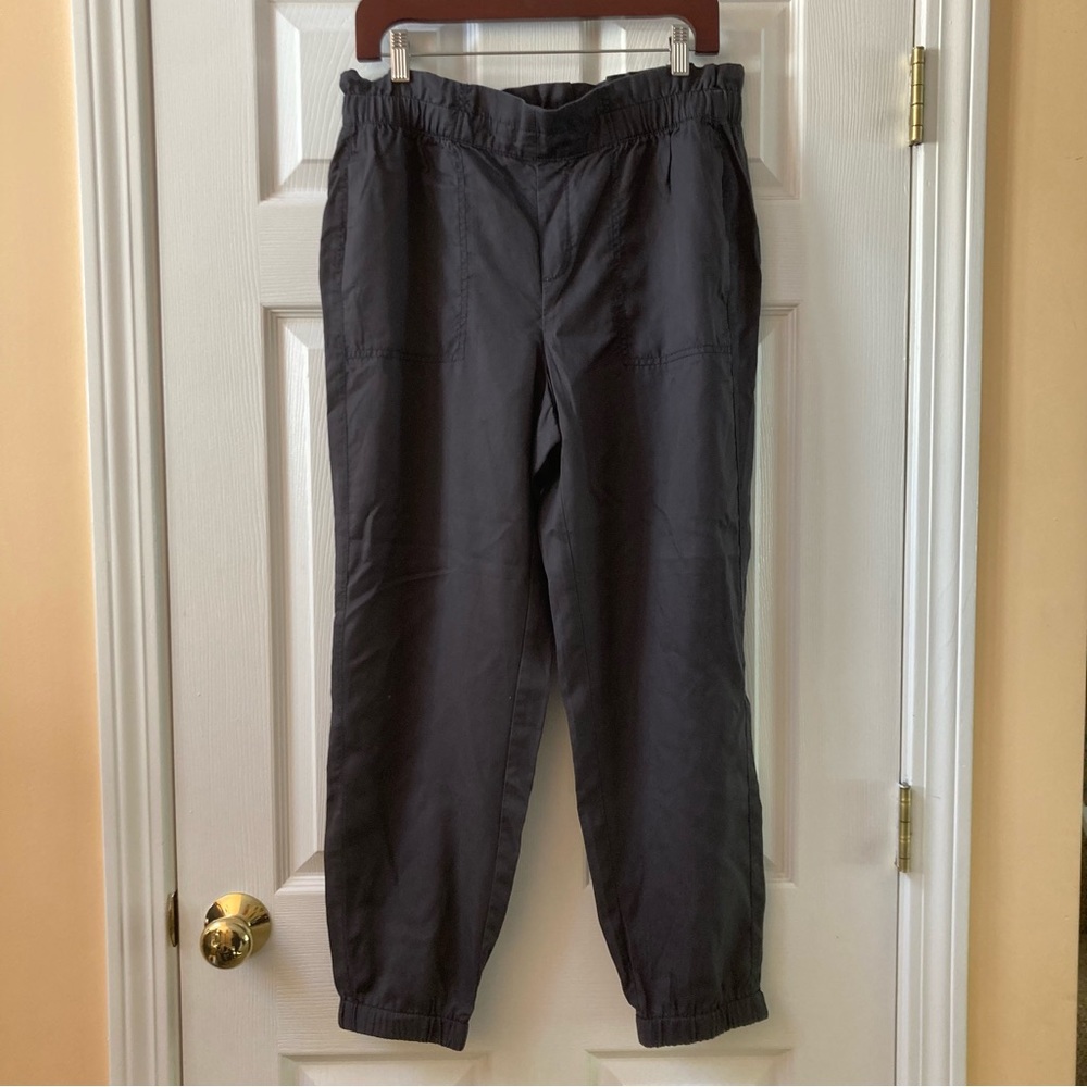 LOFT Mid Rise Paper Bag Waist Grey Ankle Pants